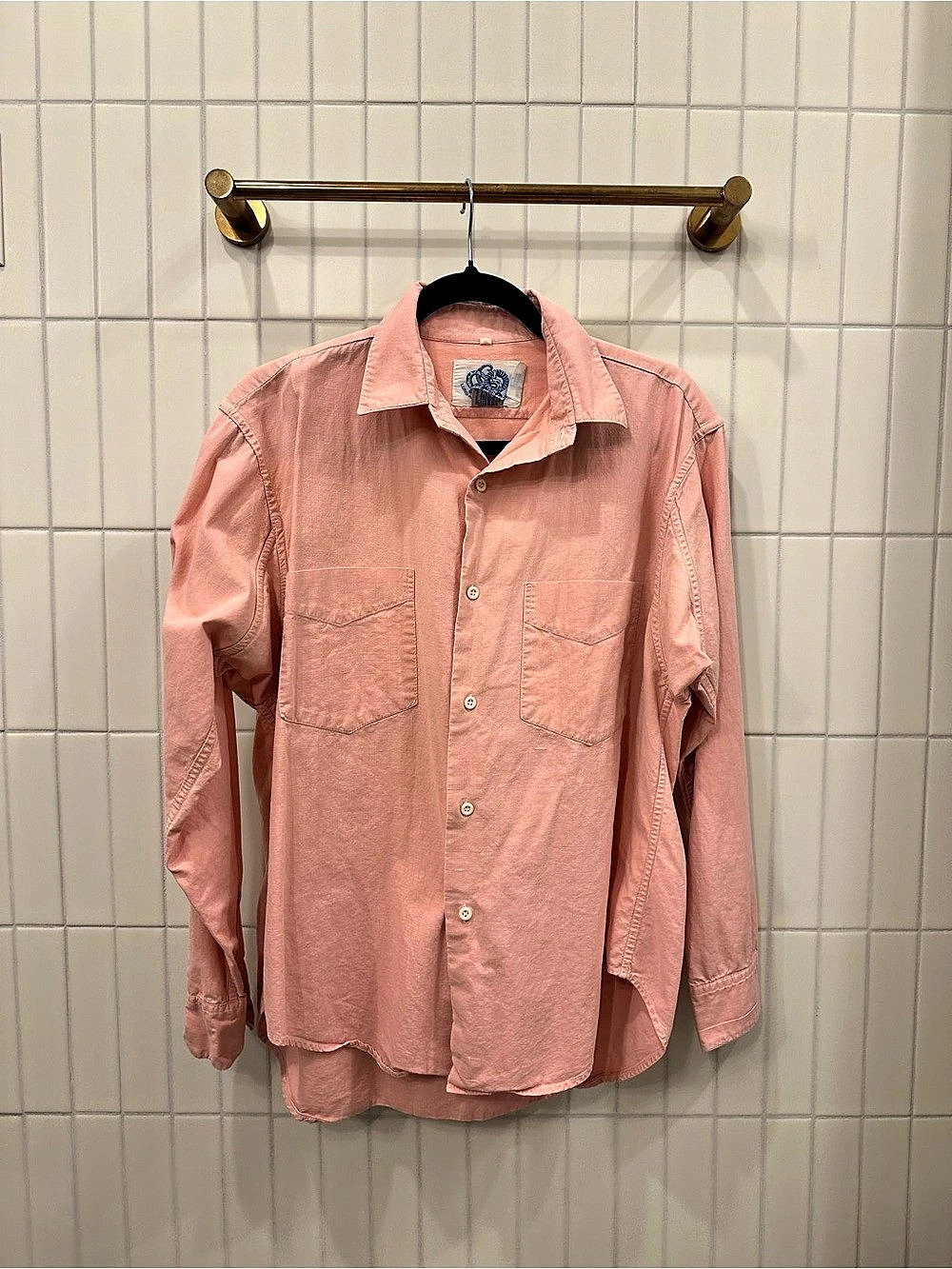 Cotton Button Down Shirt in Pink Size Medium